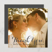 シンプル手書き結婚の写真 サンキューカード (正面/裏面)