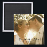 シンプル手書き結婚の写真 マグネット<br><div class="desc">テンプレートのサンプル写真を自分の写真に簡単に置き換え結婚て、結婚式の引き出物や記念パーソナライズされた品を作る</div>