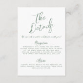 シンプル手書き緑お洒落結婚の詳細 エンクロージャーカード (正面)