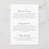 シンプル手書き緑お洒落結婚の詳細 エンクロージャーカード (裏面)