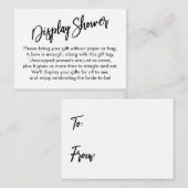 シンプル手書き表示ブライダルシャワーギフトカード エンクロージャーカード (正面/裏面)
