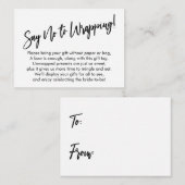 シンプル手書き表示ブライダルシャワーギフトカード エンクロージャーカード (正面/裏面)