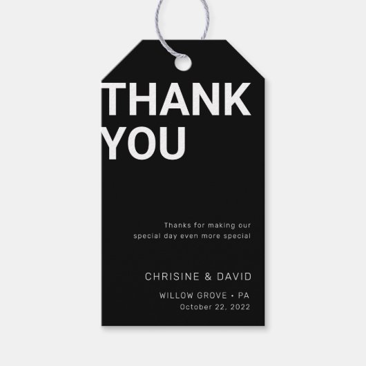 シンプル手紙はっきりした結婚式の引き出物ありがとうラベル ギフトタグ (正面)