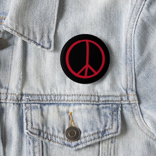 シンプル手絵を描黒の赤い平和サイン 缶バッジ
