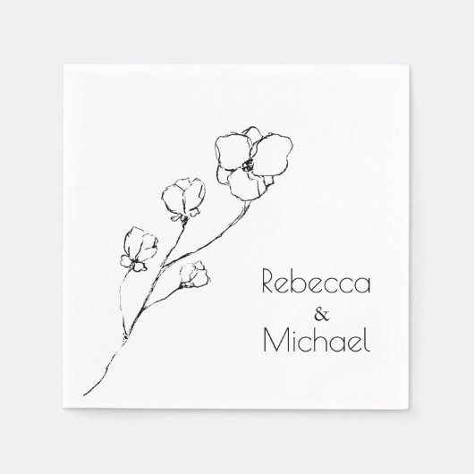 シンプル手 – 描フローラの名結婚前 スタンダードカクテルナプキン (正面)