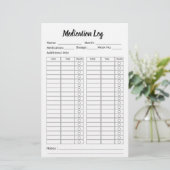 シンプル投薬の確認リスト – パーソナライズされた 便箋 (スタンド正面)