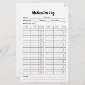 シンプル投薬の確認リスト – パーソナライズされた 便箋 (正面/裏面)