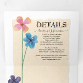 シンプル押し結婚花 三つ折り招待状 (内部最初)