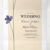 シンプル押し結婚花 三つ折り招待状 (内部中)