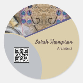 シンプル抽象芸術アモダンクセントQRコードロゴ付き ラウンドシール