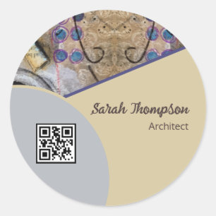 シンプル抽象芸術アモダンクセントQRコードロゴ付き ラウンドシール