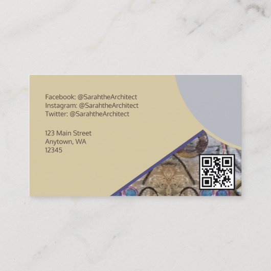 シンプル抽象芸術アモダンクセントQRコードロゴ付き 名刺 (裏面)