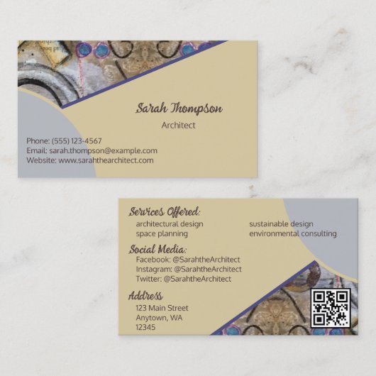 シンプル抽象芸術アモダンクセントQRコード付き 名刺 (正面/裏面)