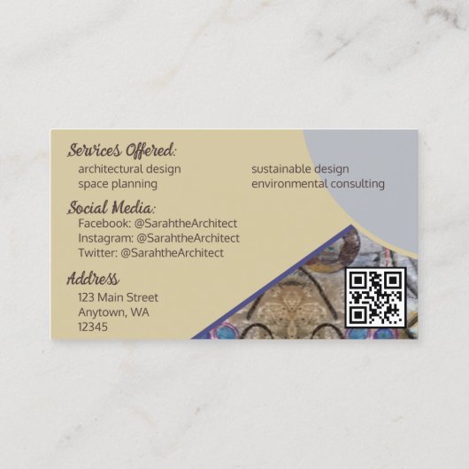 シンプル抽象芸術アモダンクセントQRコード付き 名刺 (裏面)