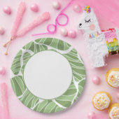 シンプル抽象芸術エレガントグリーン形状紙プレート ペーパープレート (パーティー)