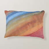 シンプル抽象芸術エレガントブラウンブルーレッドウォーター色 アクセントクッション (裏面)