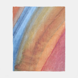 シンプル抽象芸術エレガントブラウンブルーレッドウォーター色 フリースブランケット