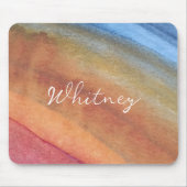 シンプル抽象芸術エレガントブラウンブルーレッドウォーター色 マウスパッド (正面)