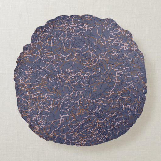 シンプル抽象芸術スレッドアートブルーパターン ラウンドクッション (正面)