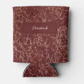 シンプル抽象芸術スレッドアートレッドパターン名前をカスタムする 缶クーラー (正面)