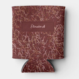 シンプル抽象芸術スレッドアートレッドパターン名前をカスタムする 缶クーラー