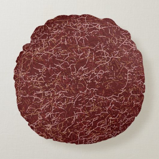 シンプル抽象芸術スレッドアートレッドパターン ラウンドクッション (正面)