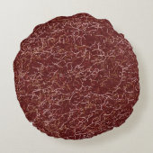 シンプル抽象芸術スレッドアートレッドパターン ラウンドクッション (裏面)