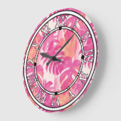 シンプル抽象芸術パター葉ンのモンステラ, f ラージ壁時計 (傾斜)