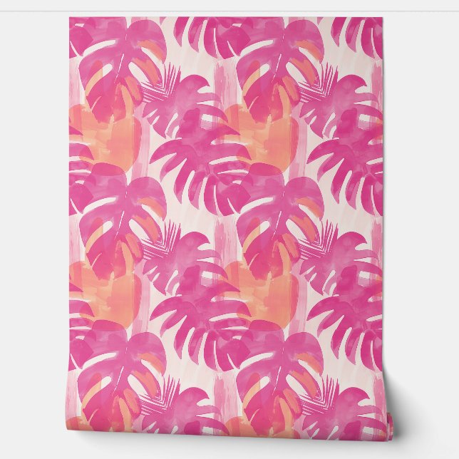 シンプル抽象芸術パター葉ンのモンステラ， f 壁紙 (ほどく)