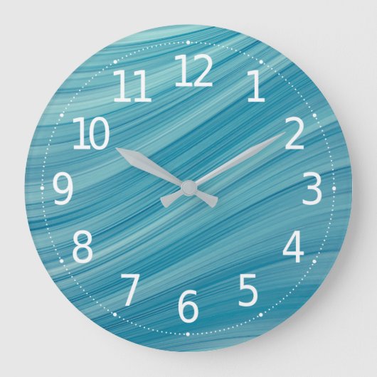 シンプル抽象芸術ブルーウェーブライン |壁時計 ラージ壁時計 (正面)