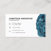 シンプル抽象芸術ブルーウォーター色インテリア設計者 名刺 (裏面)