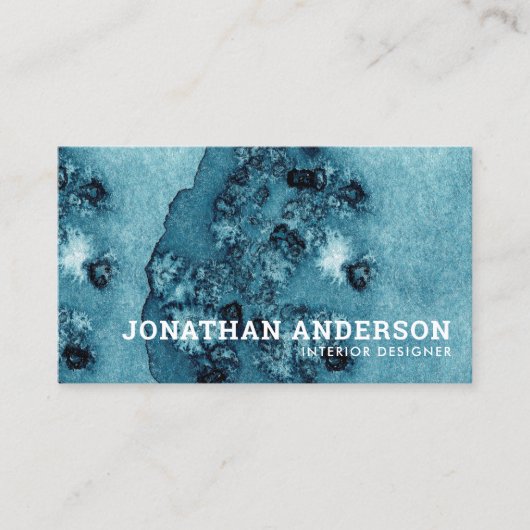 シンプル抽象芸術ブルーウォーター色インテリア設計者 名刺 (正面)