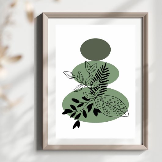 シンプル抽象芸術ボミニマルホスタイルフローラ花 ポスター