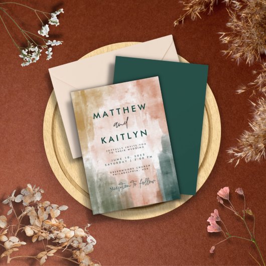 シンプル抽象芸術モダン水色秋の結婚式イン 招待状