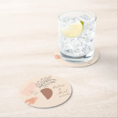 シンプル抽象芸術幾何学地球形状モノグラム ラウンドペーパーコースター (インサイチュ)