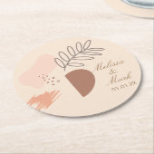 シンプル抽象芸術幾何学地球形状モノグラム ラウンドペーパーコースター (アングル)