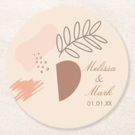 シンプル抽象芸術幾何学地球形状モノグラム ラウンドペーパーコースター