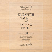 シンプル招エレガント待、美しい簡潔なフォント アクリル招待状 (正面)