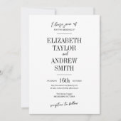 シンプル招エレガント待、美しい簡潔なフォント 招待状 (正面)