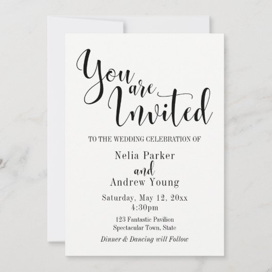 シンプル招待されモダンタイポグラフィ結婚だ 招待状 (正面)