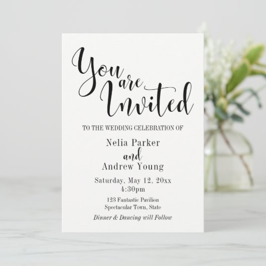 シンプル招待されモダンタイポグラフィ結婚だ 招待状 (スタンド正面)