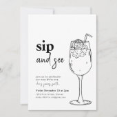 シンプル招待状とシーベイビーシャワー 招待状 (正面)