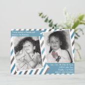 シンプル招待状ブルー二つ誕生日 招待状 (スタンド正面)