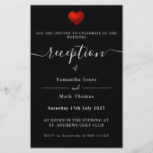 シンプル招待状モダン赤いハートブラック 便箋 (正面)