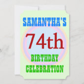 シンプル招待状「74番目の誕生祝い」 招待状 (正面)