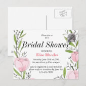 シンプル描モダン植物フローラリース インビテーションポストカード (正面/裏面)