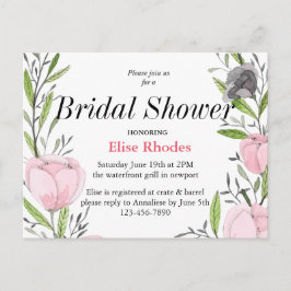 シンプル描モダン植物フローラリース インビテーションポストカード