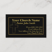 シンプル教会の牧師金ゴールドクロスビジネスカード 名刺 (正面)