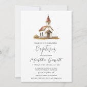 シンプル教会エレガントの女の子の洗礼 招待状 (正面)