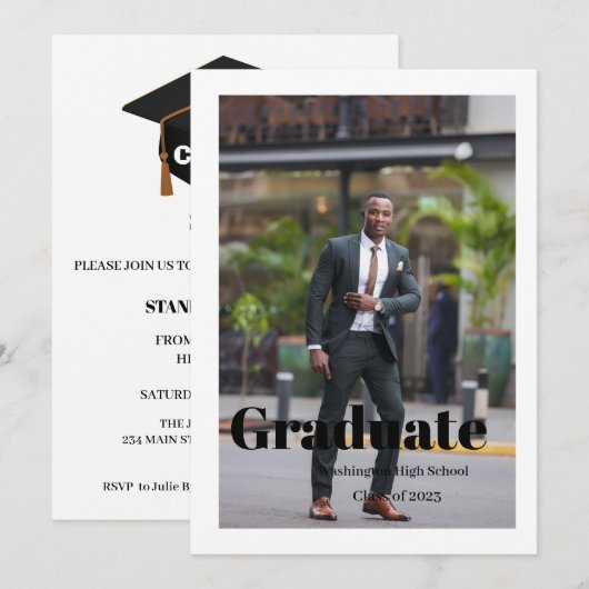 シンプル教科大学院の招待状 招待状 (正面/裏面)